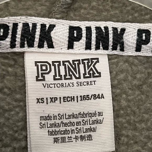 Pink by Victoria Secret hoodie. XS hunter green gray color with black trim. - Picture 5 of 5